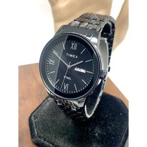 Timex Men's Watch TW2T50400 Quartz Black Dial Day Date Stainless Steel 41mm